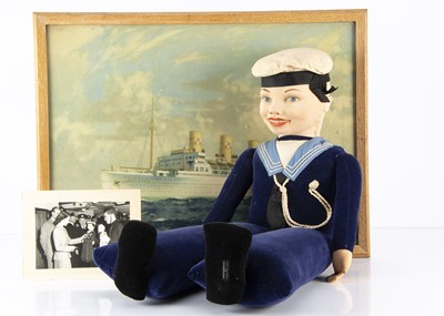 Lot 1103 - A large Norah Wellings Jolly Boy Sailor doll with Royal connections 1950s