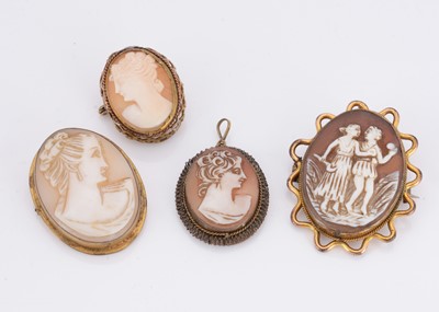Lot 34 - Three carved shell cameo brooches