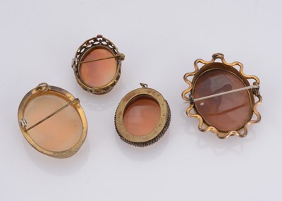 Lot 34 - Three carved shell cameo brooches
