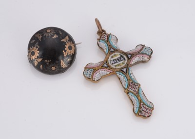 Lot 36 - A 19th Century micro mosaic cross
