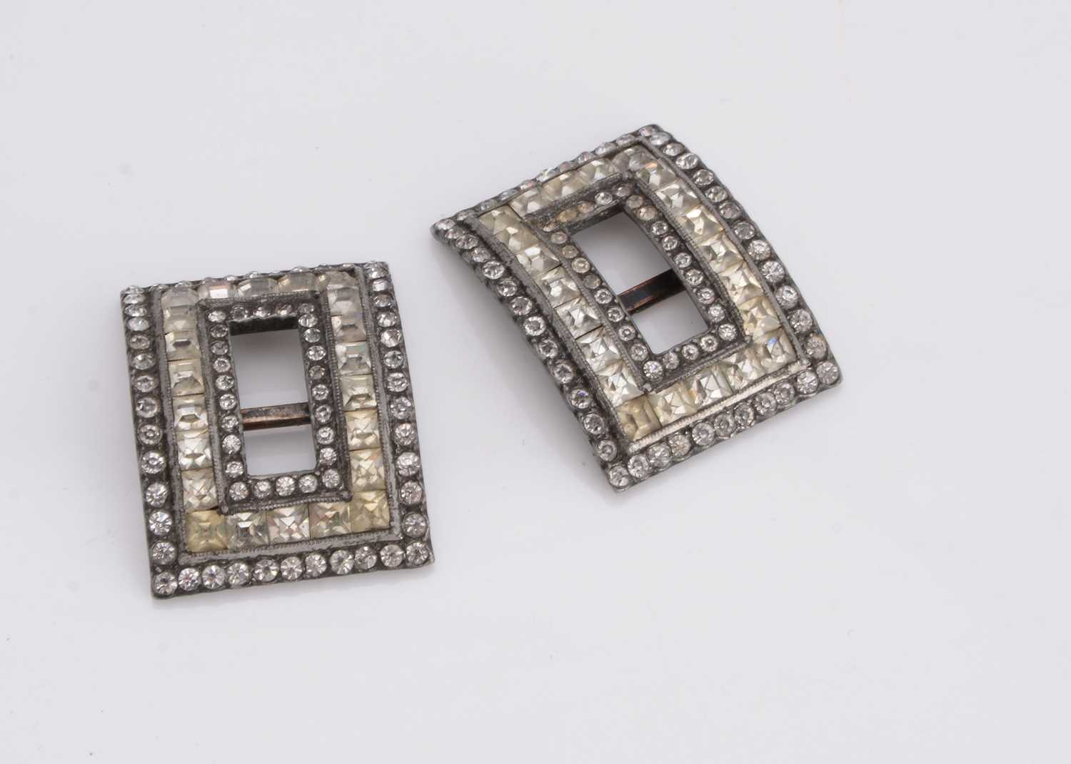 Lot 41 - A pair of paste set rectangular shoe buckles