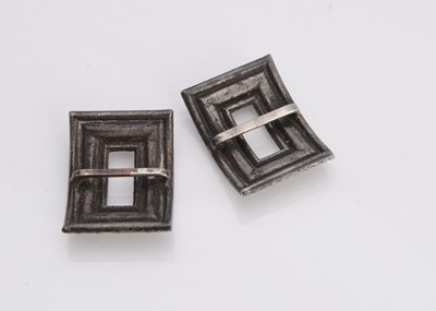 Lot 41 - A pair of paste set rectangular shoe buckles