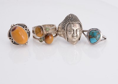 Lot 45 - A white metal Indian silver Buddha ring