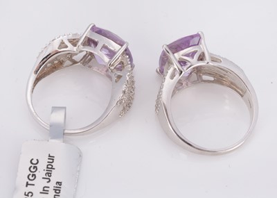 Lot 50 - Two certificated rose de France amethyst dress rings
