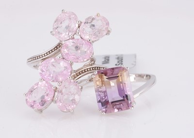 Lot 51 - A certificated Anahi ametrine crossover sterling silver dress ring