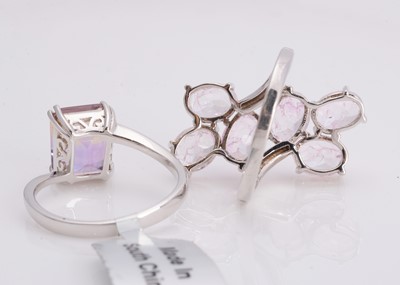 Lot 51 - A certificated Anahi ametrine crossover sterling silver dress ring