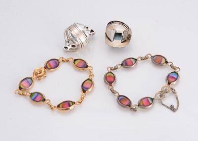 Lot 55 - Two large gem set hardstone dress rings
