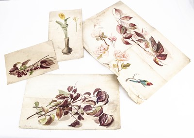 Lot 1108 - Four watercolour studies of flowers and foliage by Norah Wellings dated 1913 to 1916