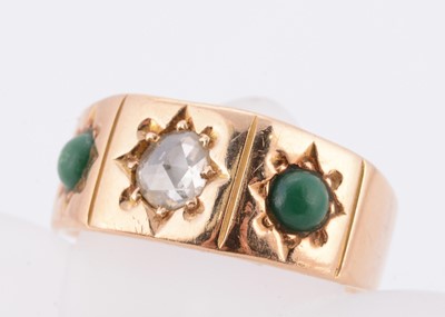 Lot 65 - A 19th Century diamond and turquoise three stone dress ring