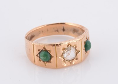 Lot 65 - A 19th Century diamond and turquoise three stone dress ring