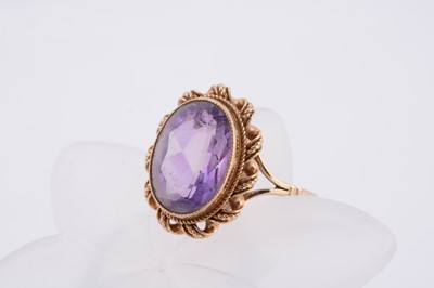 Lot 72 - A 9ct gold amethyst dress ring