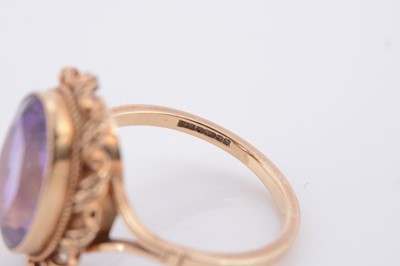Lot 72 - A 9ct gold amethyst dress ring