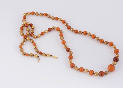 Lot 98 - A 19th Century amber and gold filigree sphere necklace