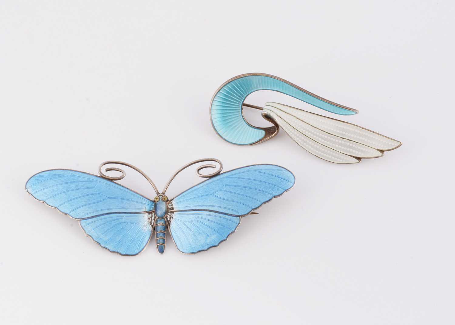Lot 99 - A Norwegian silver and enamel butterfly brooch by Marius Hammer