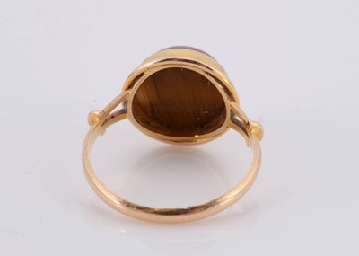 Lot 108 - A 14ct gold continental tiger's eye dress ring
