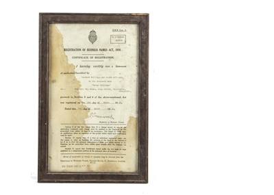 Lot 1114 - A Registration of Business Name Act 1916 Certificate of Registration for Leonard Wellings and Norah Wellings in the business name of Norah Wellings