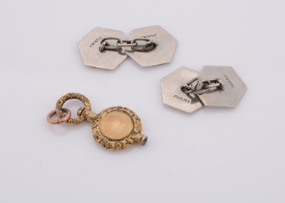 Lot 140 - A pair of white metal Murat hexagonal shaped art deco cufflinks