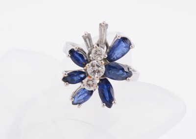 Lot 173 - A continental white 18kt marked sapphire and diamond dress ring