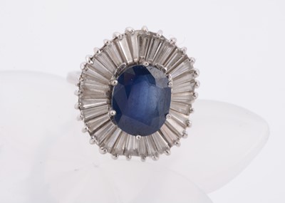 Lot 180 - A white gold sapphire and diamond dress ring