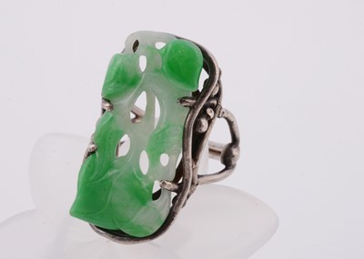 Lot 216 - A Chinese carved jadeite jade panel