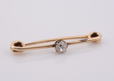 Lot 217 - An old cut diamond safety pin brooch