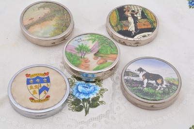 Lot 283 - Five circular art deco and later chrome English made compacts