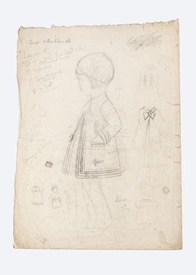 Lot 1131 - A rare original Norah Wellings sketch design for one of her dolls late 1920s-30s