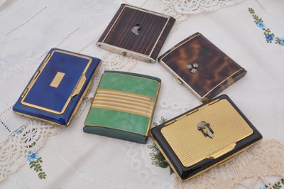 Lot 313 - Five 1930s Continental rectangular compacts