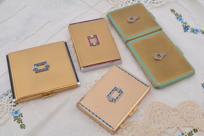 Lot 314 - Four gilt metal continental Art Deco compacts