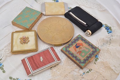 Lot 329 - Zell of Fifth Avenue compacts including a triple vanity in black fabric case