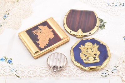 Lot 350 - An octagonal gilt metal cobalt blue compact