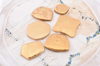 Lot 355 - Six 1950s gilt metal Elgin American compacts