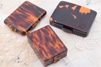 Lot 361 - Three continental faux tortoiseshell art deco rectangular compacts