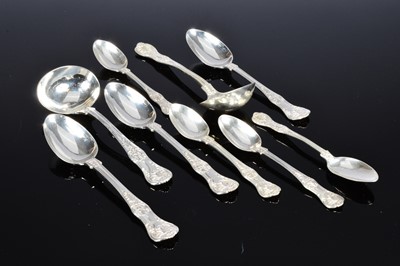 Lot 367 - Nine Victorian silver kings pattern items of cutlery by George Adams