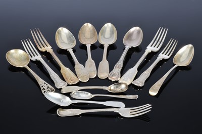 Lot 392 - A collection of Georgian and Victorian silver cutlery