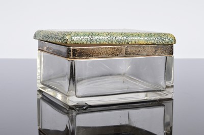 Lot 411 - A George V period glass, silver and shagreen dressing table box
