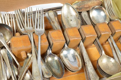 Lot 430 - A part Art Deco period canteen of silver plated cutlery with engraved initials and by AB & HA