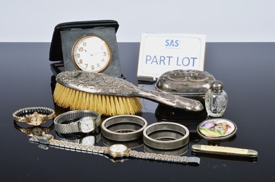 Lot 437 - A late Victorian silver box and hair brush and other items