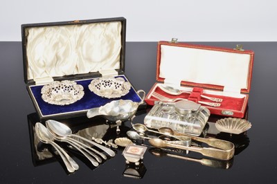 Lot 447 - A collection of Georgian and Victorian and later silver items