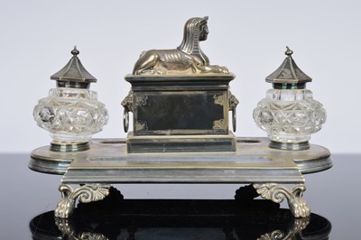 Lot 454 - A Victorian silver plated desk stand