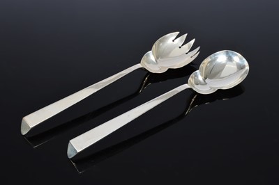 Lot 467 - A pair of Art Deco silver serving spoons by J.G & S