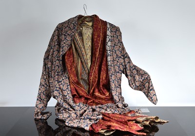 Lot 494 - Three vintage silk gentlemen's dressing gowns