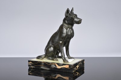 Lot 495 - An Art Deco period bronzed figure of a dog