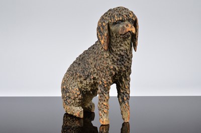 Lot 497 - An interesting antique carved wooden figure of a dog