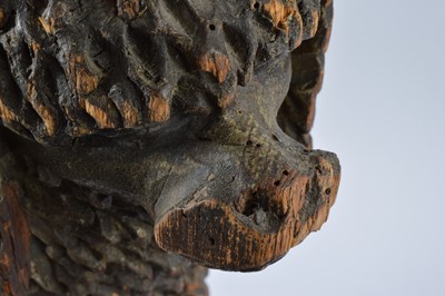 Lot 497 - An interesting antique carved wooden figure of a dog