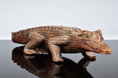 Lot 498 - An African vintage carved figure of a crocodile