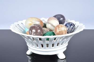 Lot 499 - A small collection of carved and polished hardstone eggs