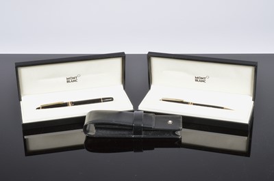 Lot 505 - A modern Mont Blanc Meisterstuck fountain and pencil and a leather pouch