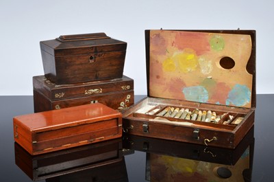 Lot 507 - A Victorian work box and tea caddy