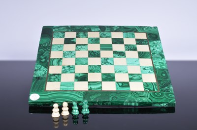 Lot 546 - A malachite and marble inlaid chess set